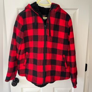 Plaid and sherpa zipup hoodie